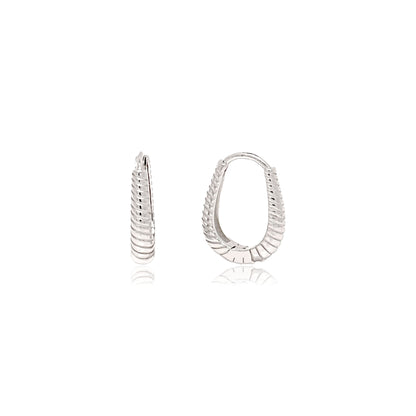 Sterling Silver Oval Croissant Huggies