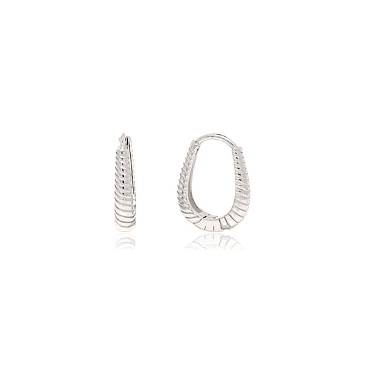 Sterling Silver Oval Croissant Huggies