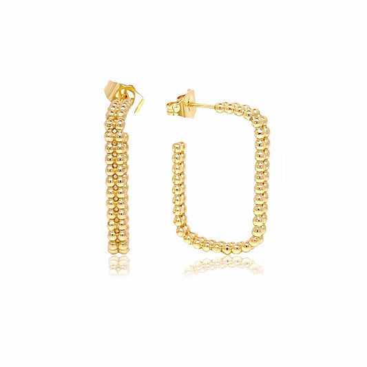 14k Gold Filled Beaded Rectangle Hoops