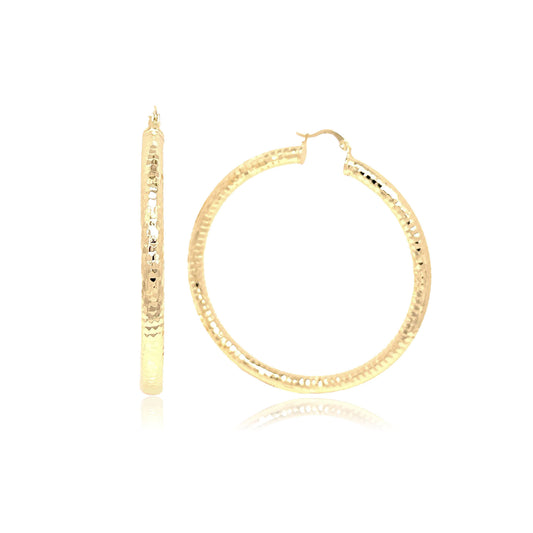 14k Gold Filled Large Diamond Cut Hoops