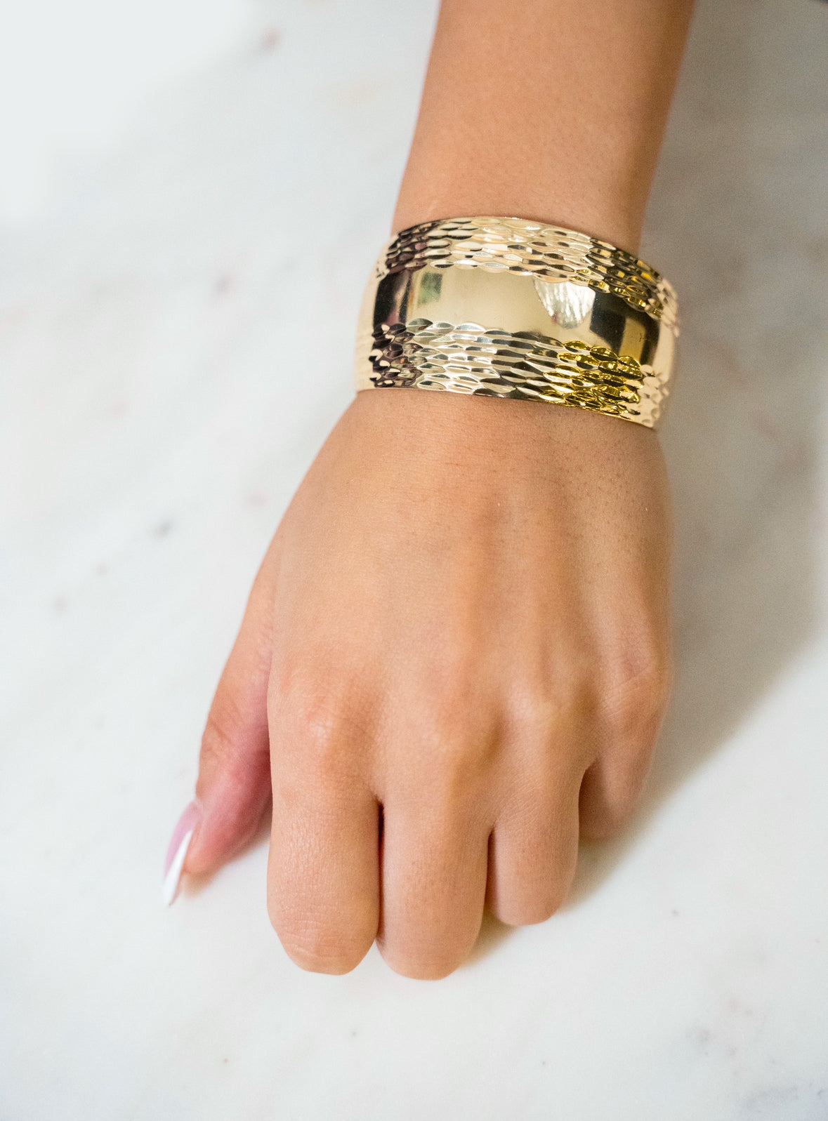 14k Gold Filled Diamond Cut Cuff Bangle