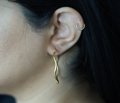 Gold Plated Sterling Silver Wavy Hoop Earrings