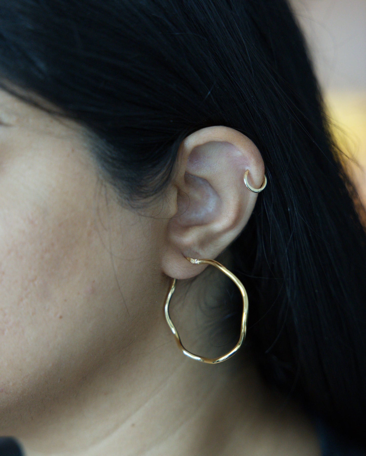 Gold Plated Sterling Silver Wavy Hoop Earrings