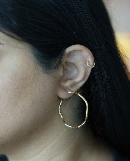 Gold Plated Sterling Silver Wavy Hoop Earrings