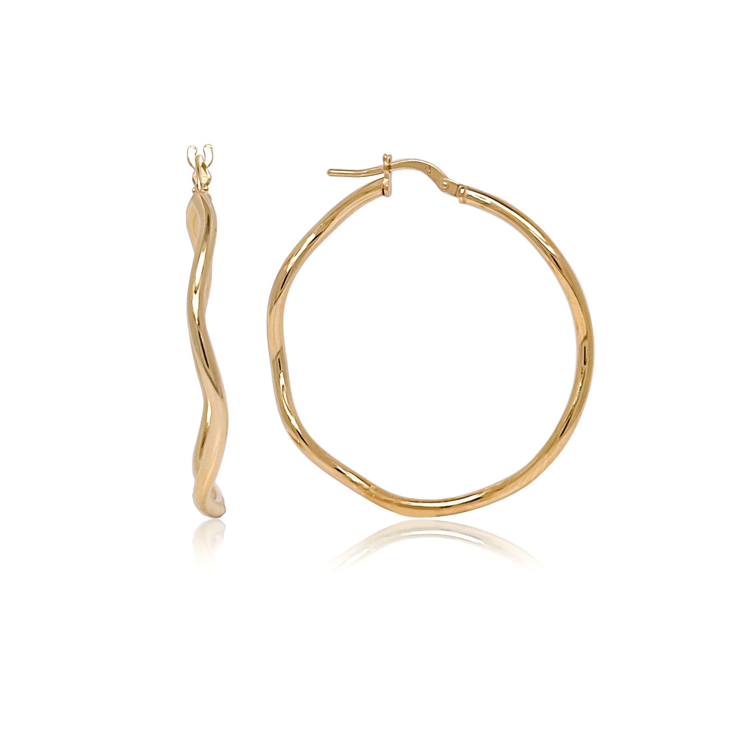 Gold Plated Sterling Silver Wavy Hoop Earrings