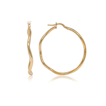 Gold Plated Sterling Silver Wavy Hoop Earrings