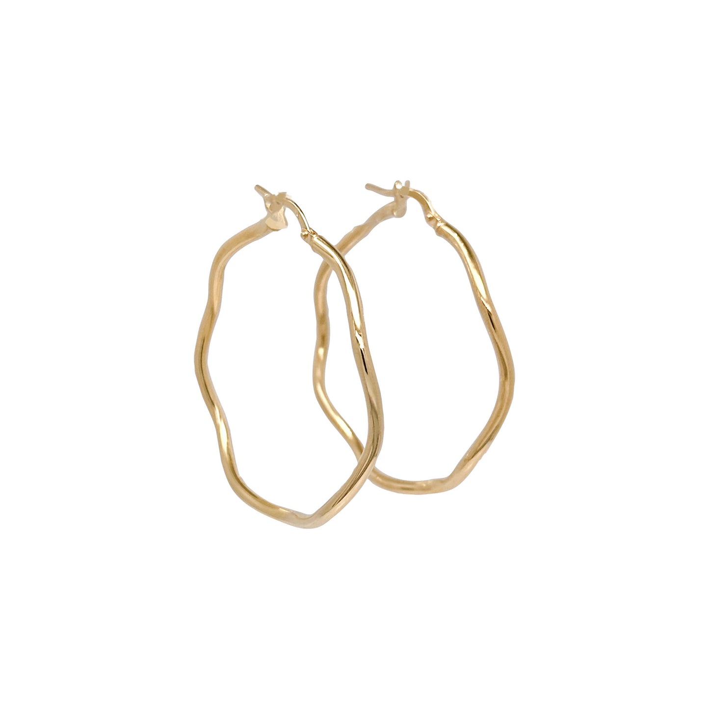 Gold Plated Sterling Silver Wavy Hoop Earrings