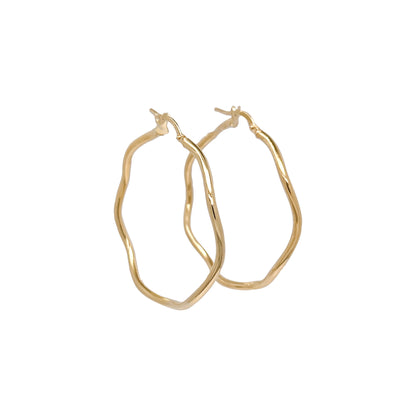 Gold Plated Sterling Silver Wavy Hoop Earrings