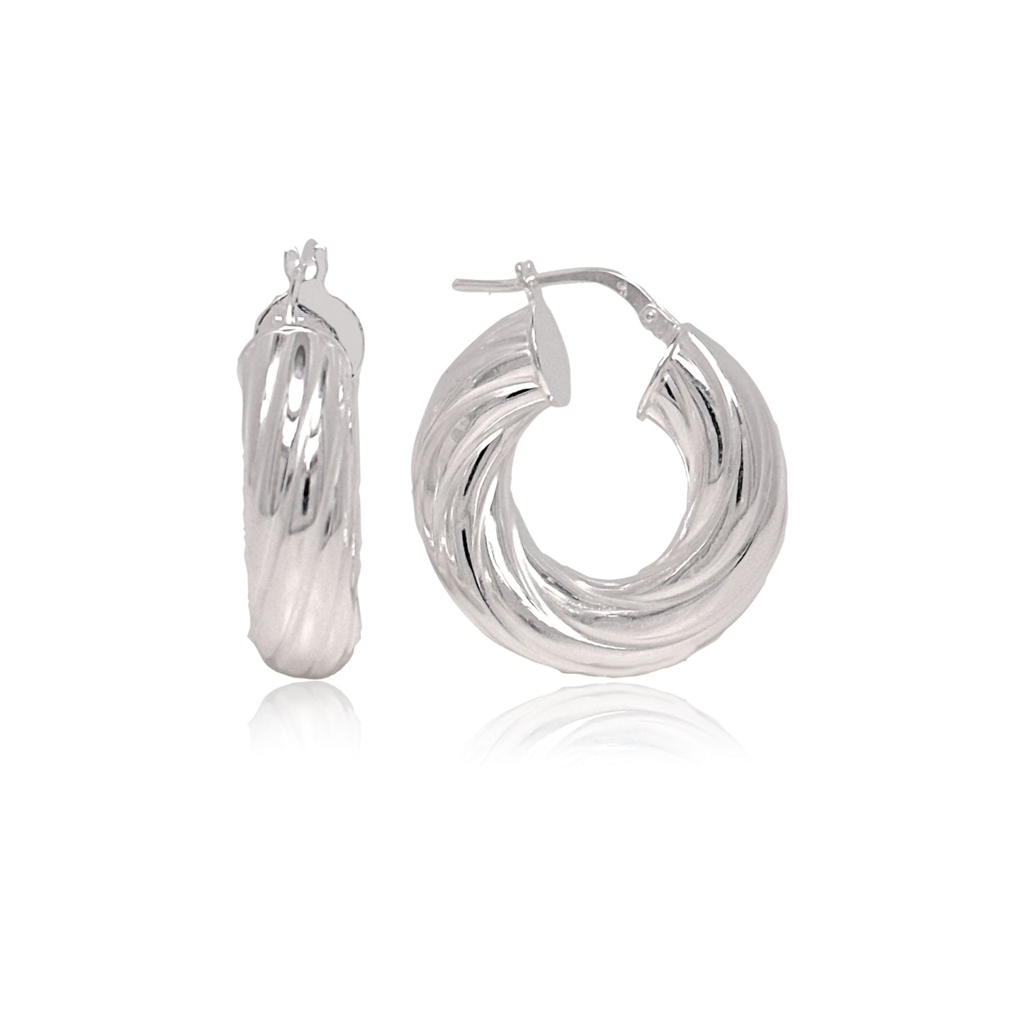 Sterling Silver Small Twisted Hoops, Silver, Gold