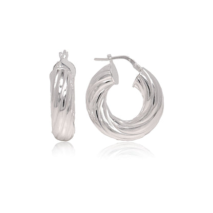 Sterling Silver Small Twisted Hoops, Silver, Gold
