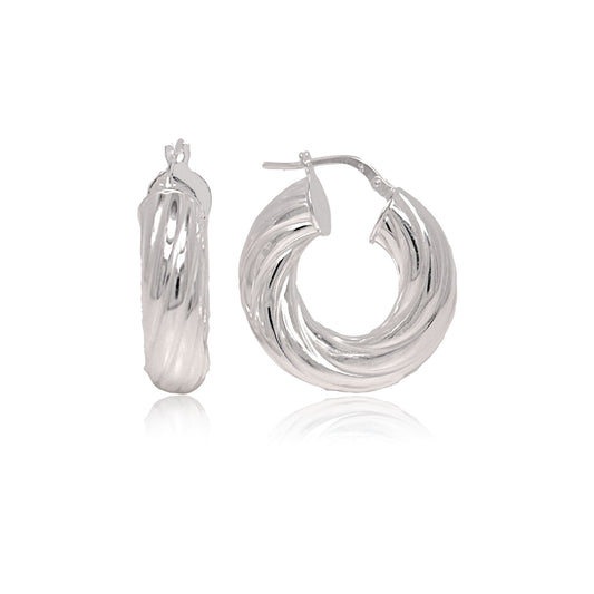Sterling Silver Small Twisted Hoops, Silver, Gold