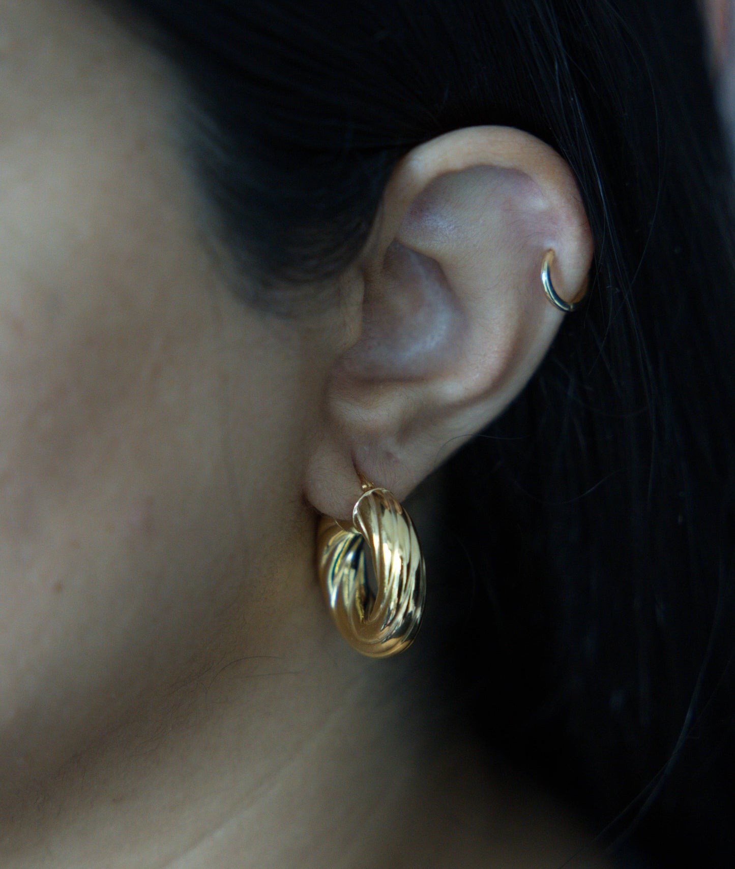 Sterling Silver Small Twisted Hoops, Silver, Gold