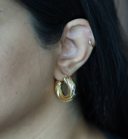 Sterling Silver Small Twisted Hoops, Silver, Gold