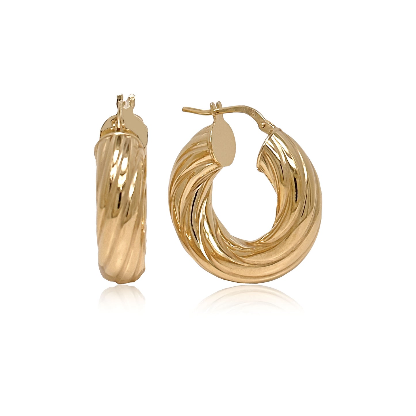 Sterling Silver Small Twisted Hoops, Silver, Gold