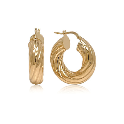 Sterling Silver Small Twisted Hoops, Silver, Gold