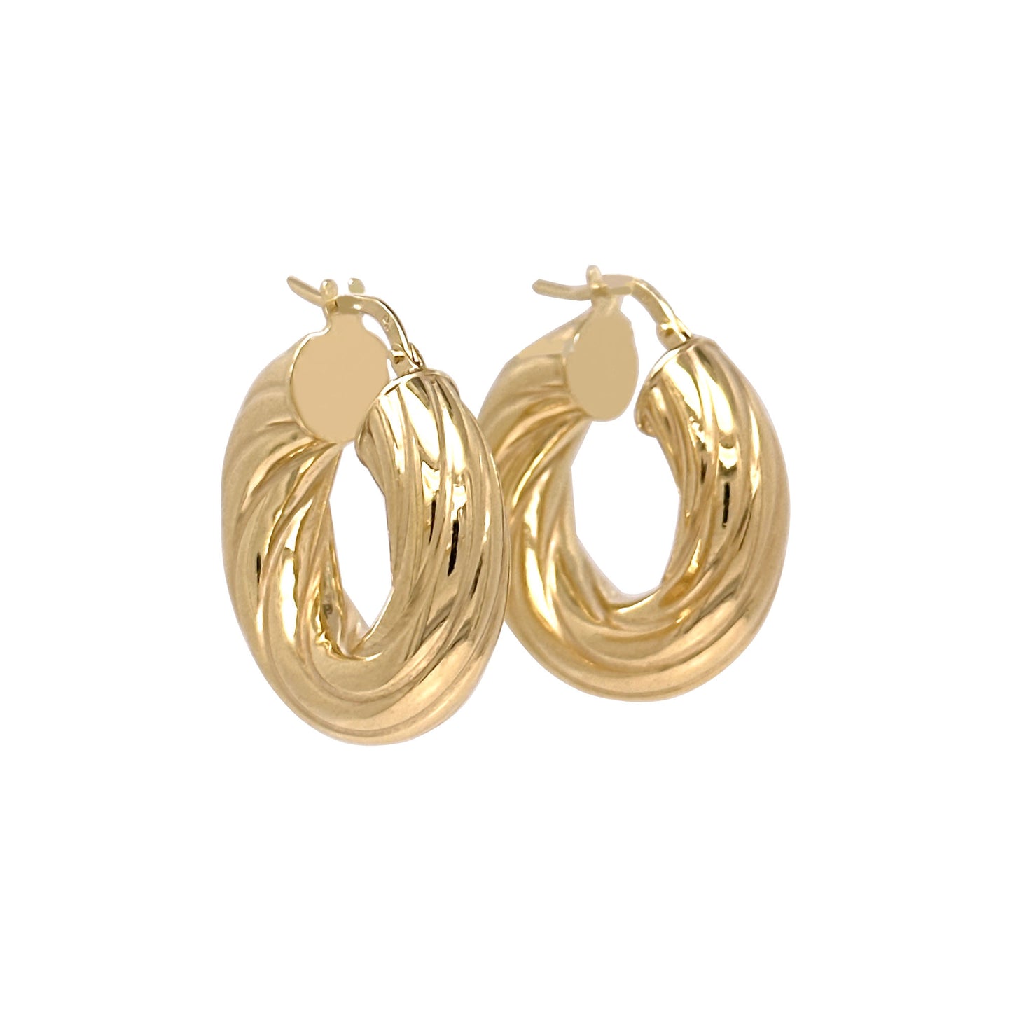 Sterling Silver Small Twisted Hoops, Silver, Gold