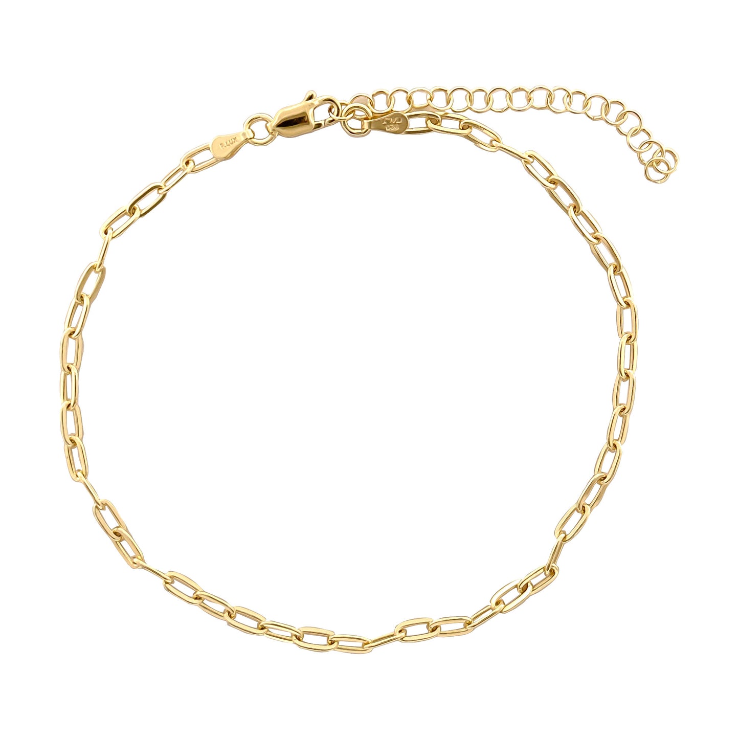 Sterling Silver Paperclip Anklet, Silver, Gold