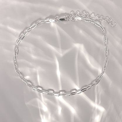 Sterling Silver Paperclip Anklet, Silver, Gold