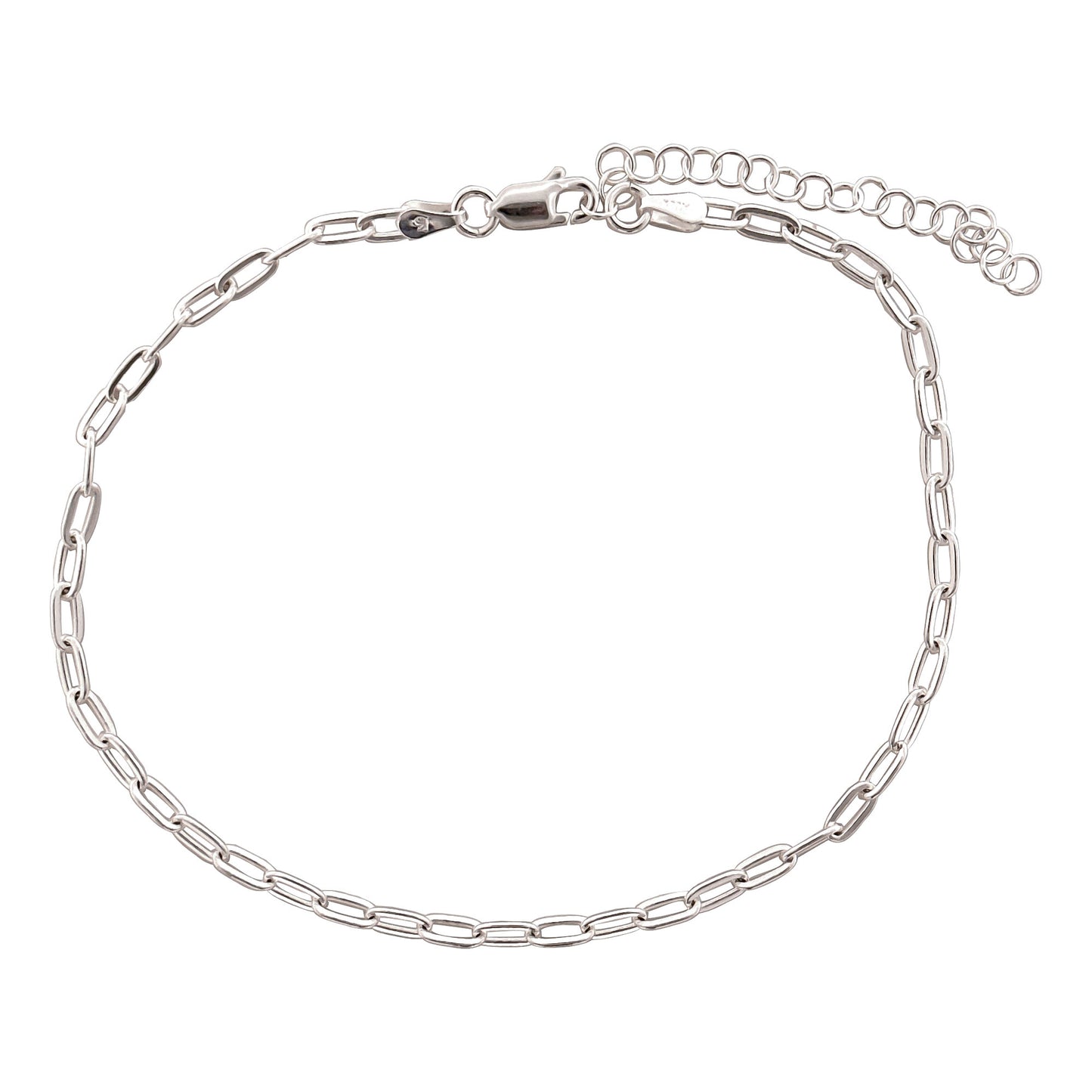 Sterling Silver Paperclip Anklet, Silver, Gold