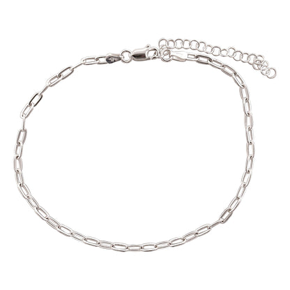 Sterling Silver Paperclip Anklet, Silver, Gold