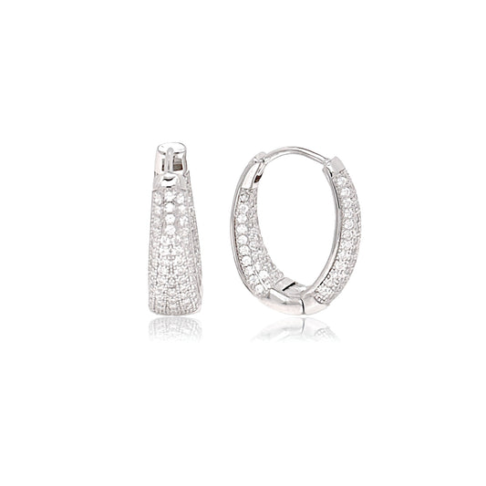 Sterling Silver Pavé Tapered Hoops
