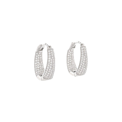 Sterling Silver Pavé Tapered Hoops