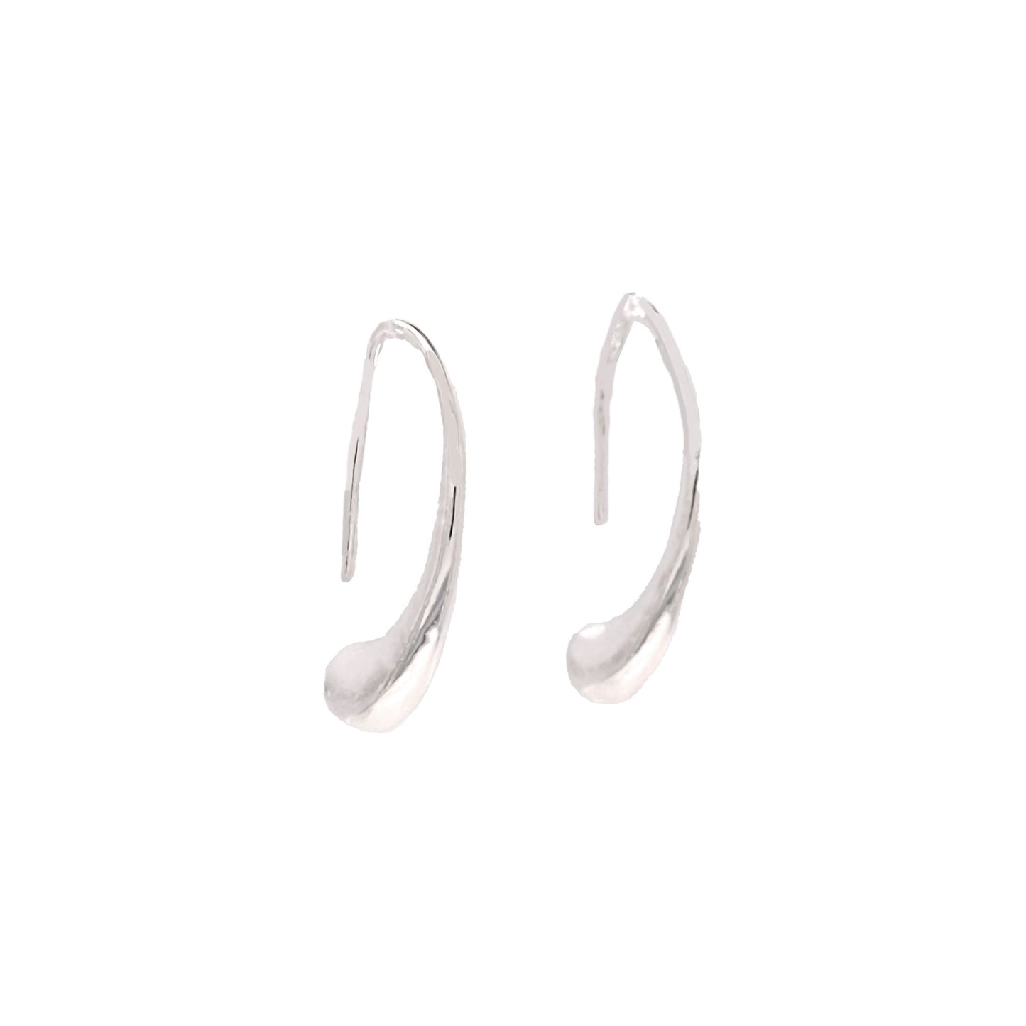 Sterling Silver Curved Teardrop Hook Earrings