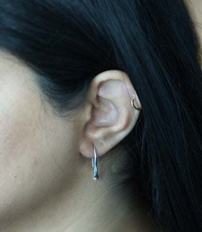 Sterling Silver Curved Teardrop Hook Earrings