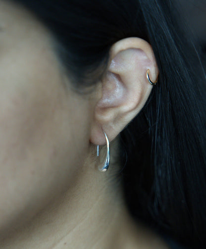 Sterling Silver Curved Teardrop Hook Earrings