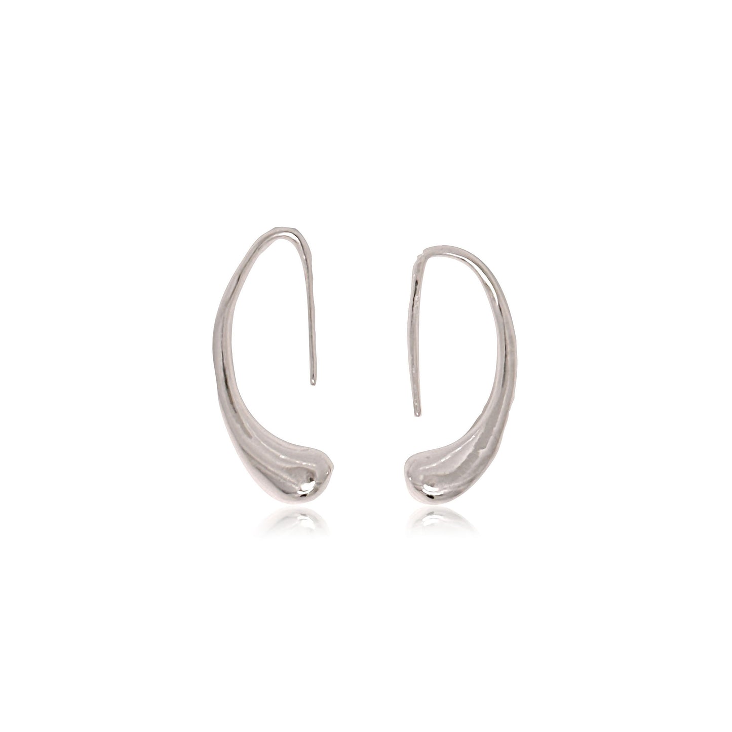 Sterling Silver Curved Teardrop Hook Earrings