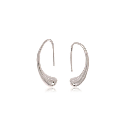Sterling Silver Curved Teardrop Hook Earrings
