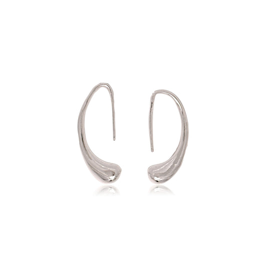 Sterling Silver Curved Teardrop Hook Earrings