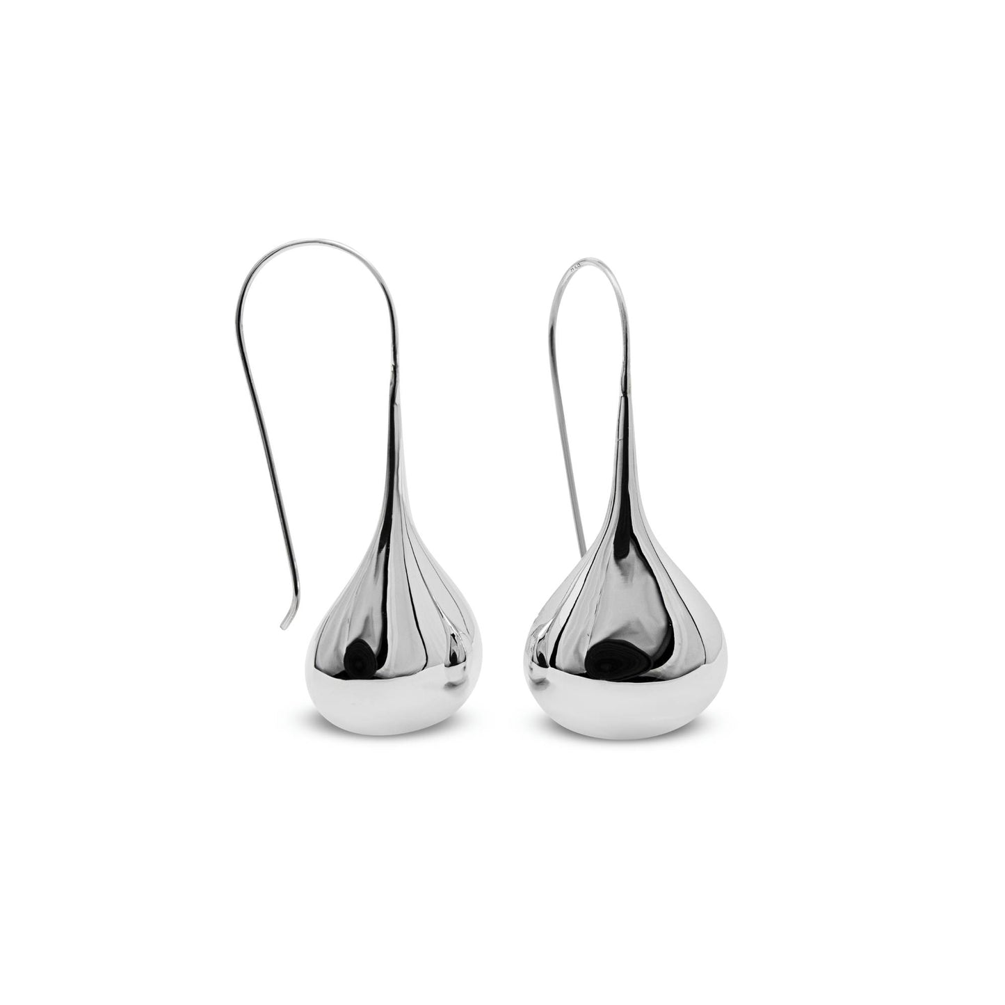 Sterling Silver Puffy Teardrop Earrings