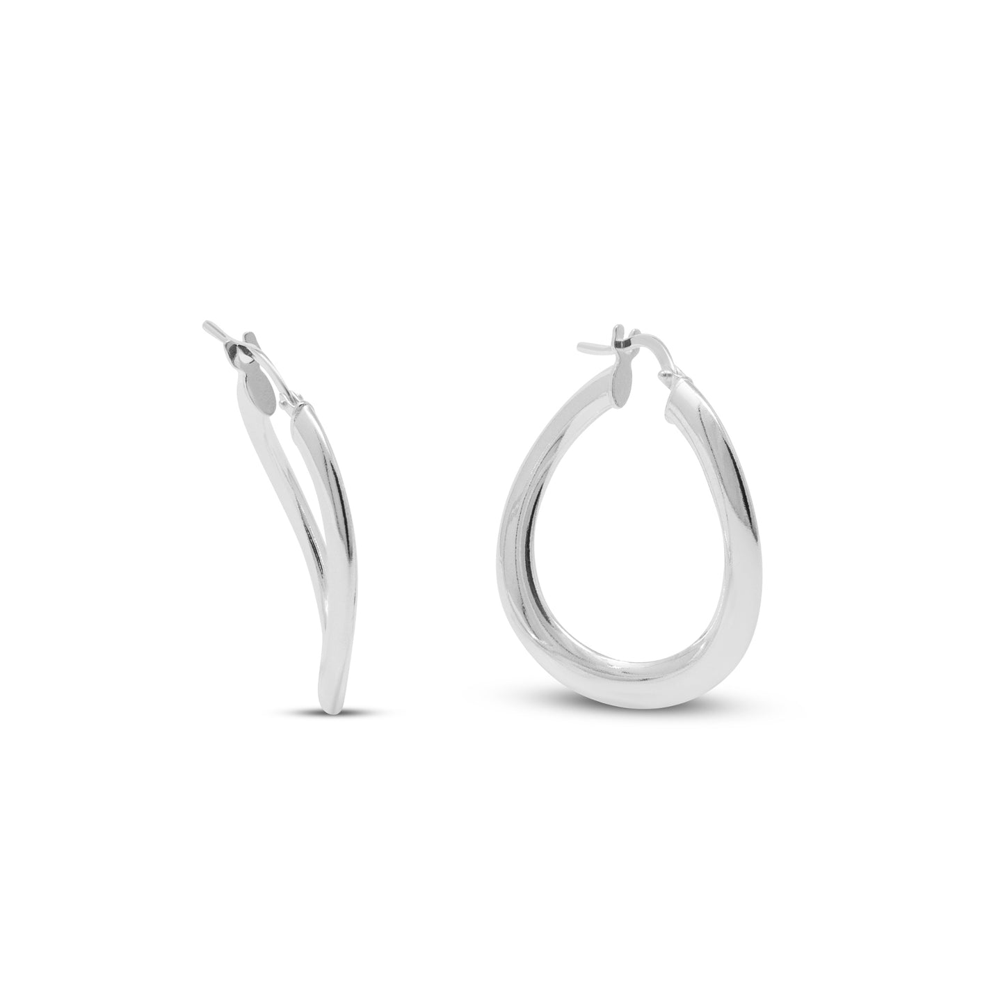 Sterling Silver Round Flat Wavy Hoops