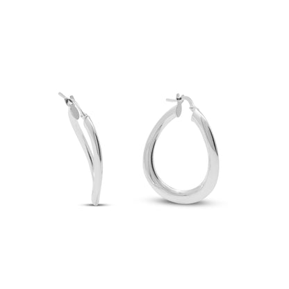 Sterling Silver Round Flat Wavy Hoops