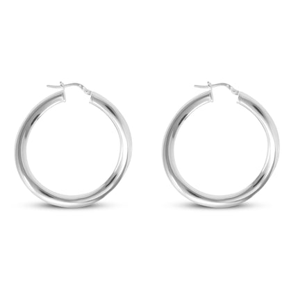 Sterling Silver Round Flat Wavy Hoops