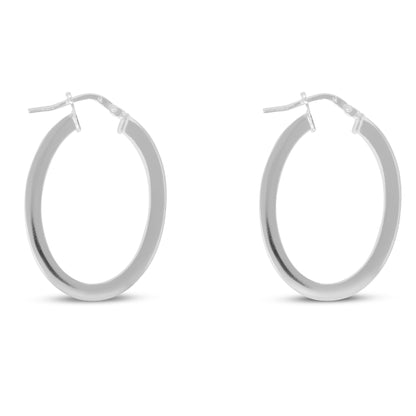 Sterling Silver Oval Flat Hoops