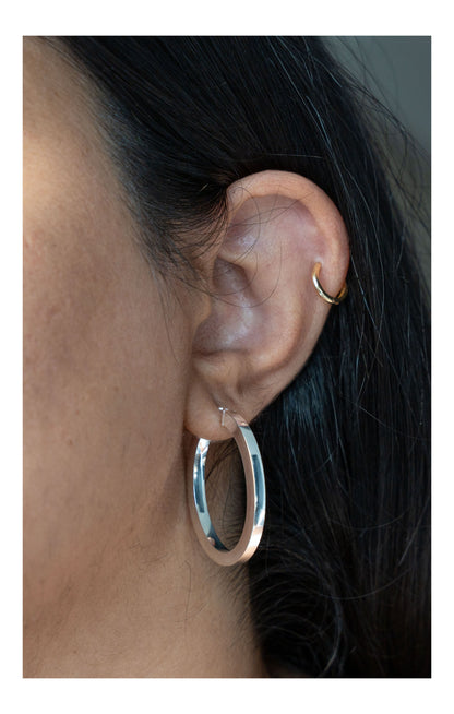 Sterling Silver Oval Flat Hoops
