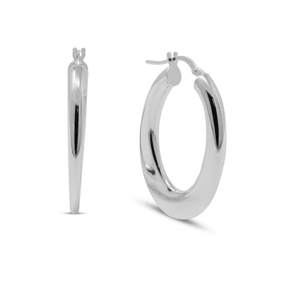 Sterling Silver Oval Flat Tube Hoops