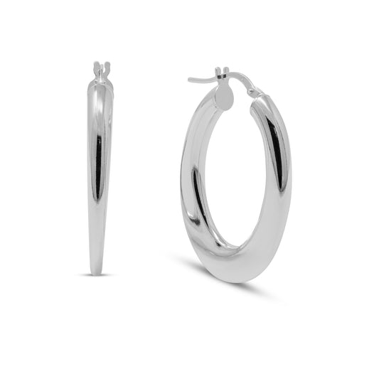 Sterling Silver Oval Flat Tube Hoops