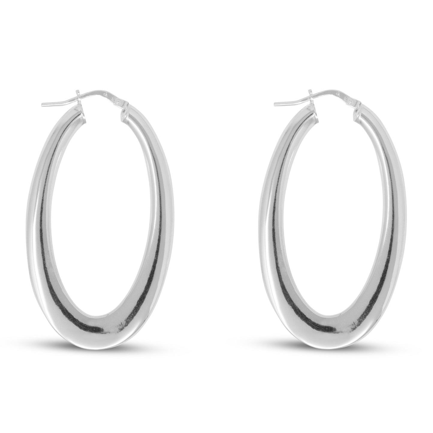 Sterling Silver Oval Flat Tube Hoops