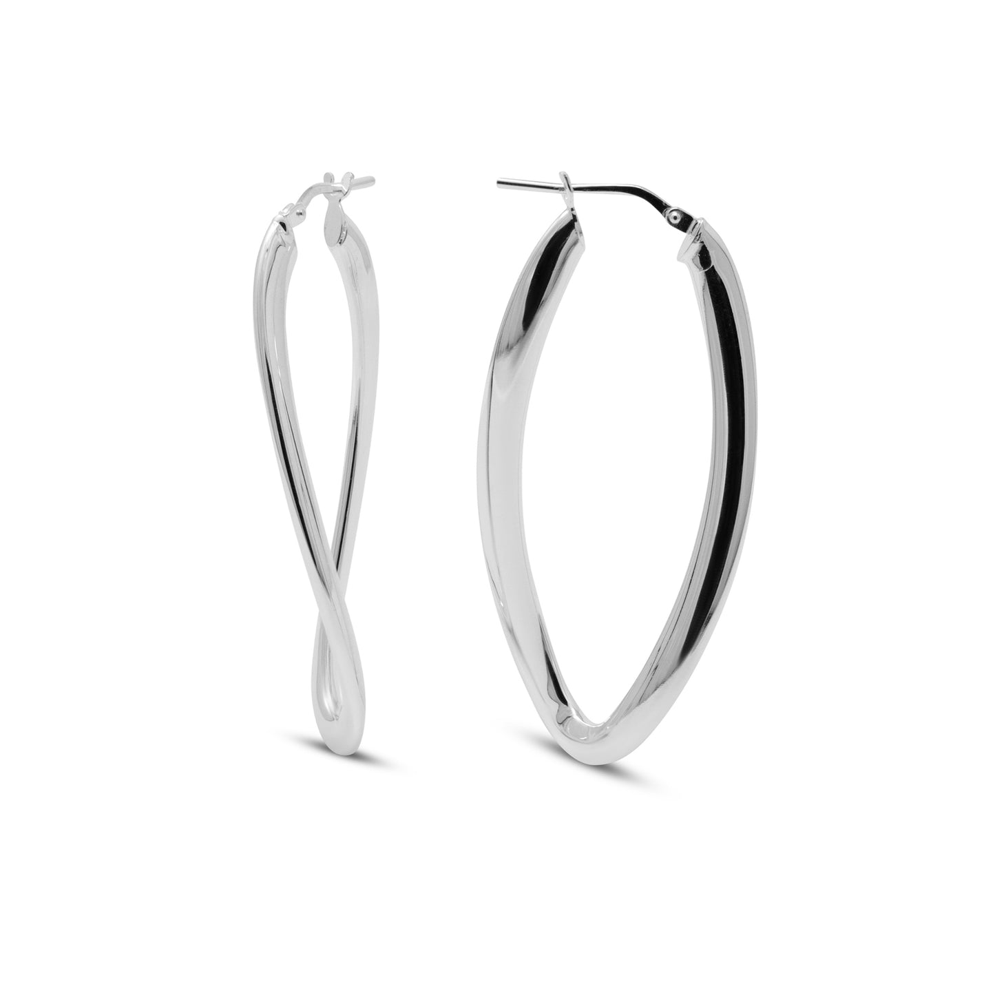 Sterling Silver Oval Curved Tube Hoops