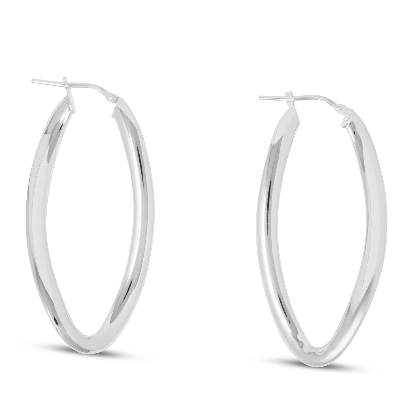 Sterling Silver Oval Curved Tube Hoops