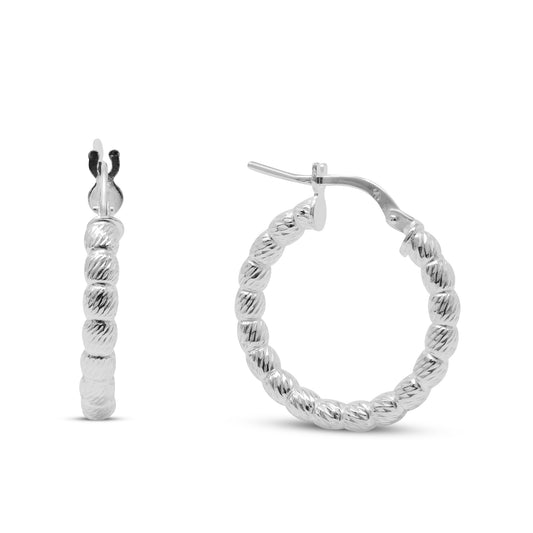 Sterling Silver Beaded Hoops