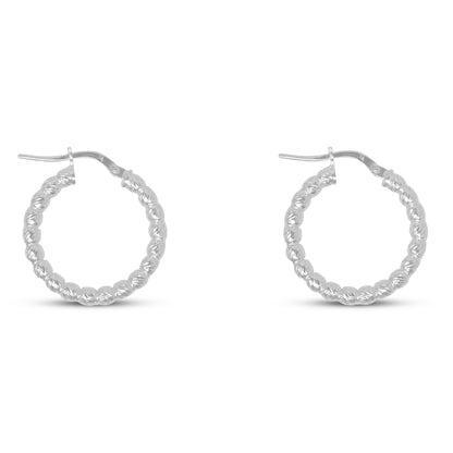 Sterling Silver Beaded Hoops