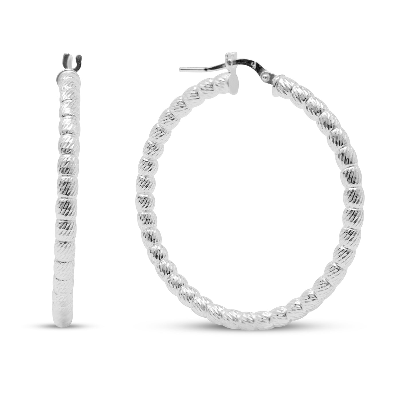 Sterling Silver Beaded Hoops