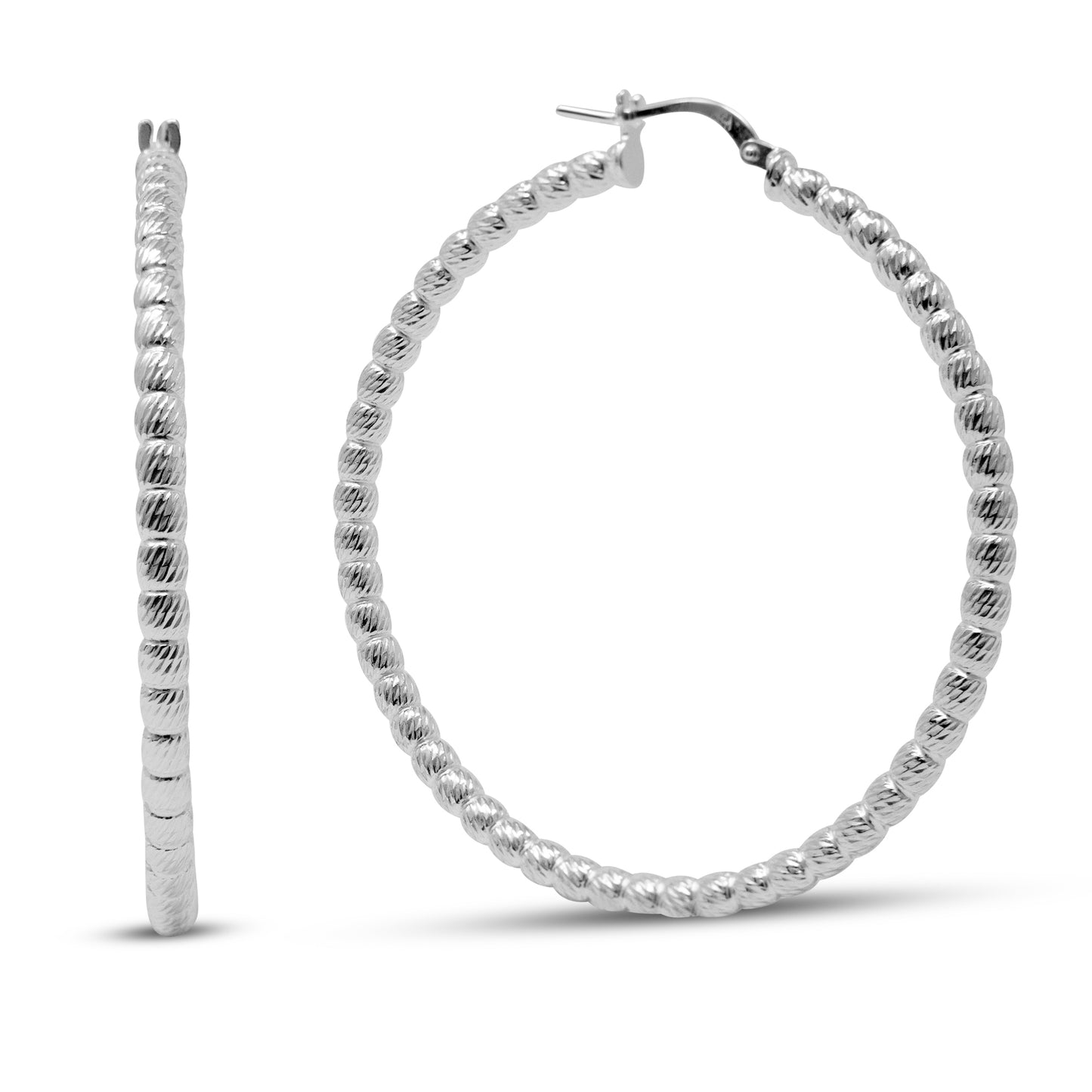 Sterling Silver Beaded Hoops