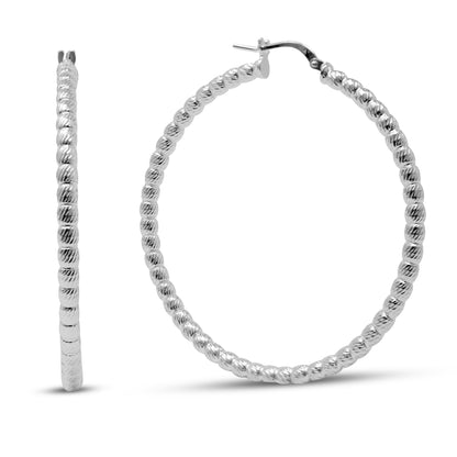 Sterling Silver Beaded Hoops