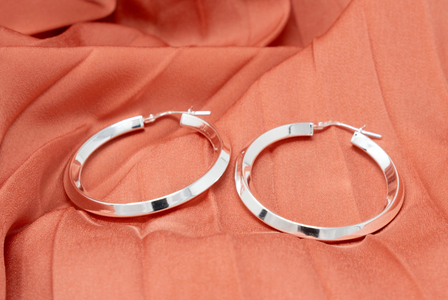 Sterling Silver Concave Hoops