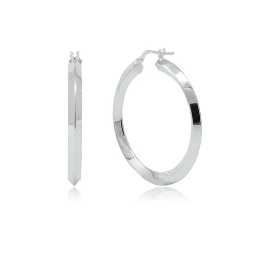 Sterling Silver Concave Hoops